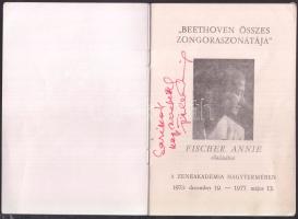 Ficher Annie által dedikált műsorfüzet