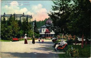 Tátralomnic, Tatranská Lomnica (Magas-Tátra, Vysoké Tatry); sétány és park. Paul Bender / promenade ...