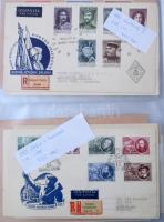 Magyar FDC összeállítás az 1950-es 60-as évekből iratrendezőben, hozzá 1-1 ausztrál és angol koronáz...