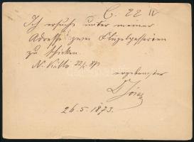 1873 2kr díjjegyes levelezőlap "NAGY-KÁLLÓ / SZABO.M." - "WIEN"
