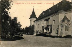 1912 Nagykároly, Carei; Gróf Károlyi kastély és parkja. Csókás László kiadása / castle, park (EB)