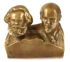 Lenin és Marx. réz szobor Somszl jelzéssel 13x12 cm
