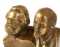 Lenin és Marx. réz szobor Somszl jelzéssel 13x12 cm
