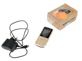 Akai nyomógombos mobiltelefon, eredeti dobozában, töltővel