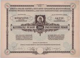 1940. Budapest "Kőbányai Polgári Serfőző és Szent István Tápszerművek Részvénytársaság" ré...