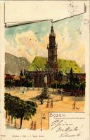 1898 Bolzano, Bozen (Südtirol); Pfarrkirche u. Welther-Denkmal / parish church, monument. Aufnahme u...