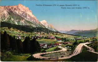 1911 Cortina d'Ampezzo, gegen Sorapis, Punta nera und Antelao (EK)