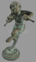 Bronz furulyázó ördög. patinás bronz 24 cm
