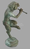 Bronz furulyázó ördög. patinás bronz 24 cm
