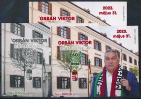 2023 Orbán Viktor 60 éves 3 db-os emlékív garnitúra azonos sorszámmal