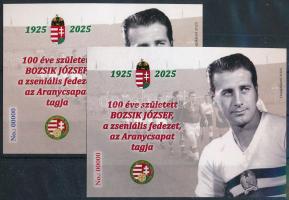 2025 100 éve született Bozsik József emlékív pár kék és piros 0000 sorszámmal (csak 3 pár létezik)