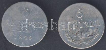 Ausztria 1848A 6Kr Ag T:3 +1849A 6Kr Ag T:3