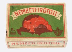 ca 1930 Nemzeti írótoll irredenta grafikás doboz tartalommal. 6 cm