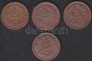 1881KB 1Kr, 1885KB 1Kr, 1886KB 1Kr, 1891 1Kr T:2-,3 ph.