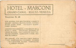 Venezia, Venice; Hotel Marconi advertisement card (tear)