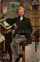 Der Prokurist anno 1917. Paul Hekscher 328. / children art postcard s: E. Sommavilla (r)