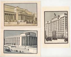 Moscow, Moskau, Moscou, Moszkva - 3 graphic art postcards