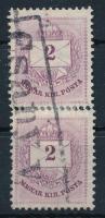 1881 Színesszámú 2kr bélyegragasztóval összeragasztott függőleges pár a felső bélyegen "PÓSTA&q...