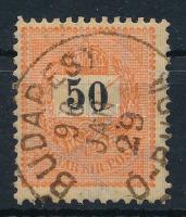 1889 Feketeszámú 50kr a hajtóka középső része hiányzik