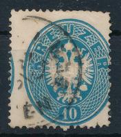 1863 10kr képbe fogazva, kék festékfolt a sas szárnyán