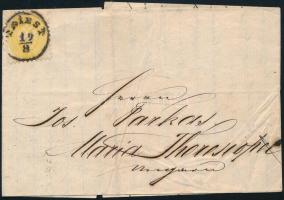 1864 2kr levélen "TRIEST" - "PEST"