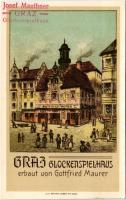 Graz (Steiermark), Glockenspielhaus erbaut von Gottfried Maurer. Lith. Böttger &amp; Greitler li...