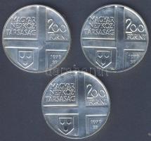 1976 200Ft Ag 3klf db "Festők I. - Derkovits, Szinyei, Munkácsi" sor T:BU