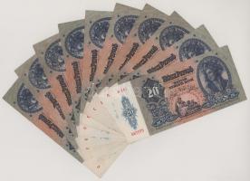 1941. 20P (10db, közte sorszámkövető pár és egyugrásos sorszámkövető pár) T:XF-F szép papír
Adamo P...