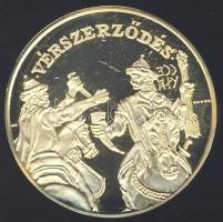 1996 "Vérszerződés-A honfoglalás emlékére" aranyozott ffém emlékérem T:PP