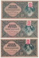 1945. 1000P piros "MNB" dézsmabélyeggel (3x) T:XF,VF
Adamo P22e