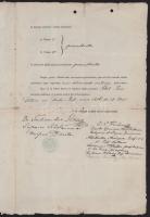 1876 Bp., a Piarista Gimnázium által kiállított érettségi bizonyítvány Pásztélyi Jenő (1853-1924) ké...