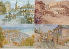 Budapest I. Tabáni képeslapsorozat részlete Zórád Ernő festőművész, grafikus (Budavár Díszpolgára) k...