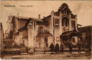 1917 Nagykároly, Carei; Városi színház. Vasúti levelezőlapárusítás 159. / theatre (Rb)