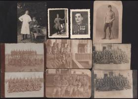 cca 1914-1944 Katonai fotók, közte kerekesszékben ülő katona, csoportképek, stb., összesen 10 db, ve...