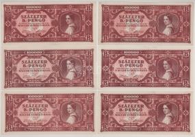 1946. 100.000BP (6x, egyiken 200.000.000.000P és 50BP postabélyeg, illetve két "100 éves a magy...