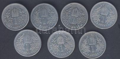 Ausztria 1893. 1K Ag (3x) + 1894. 1K Ag (1x) + 1899. 1K Ag + 1900. 1K Ag + 1901. 1K Ag T:3,3+ összes...