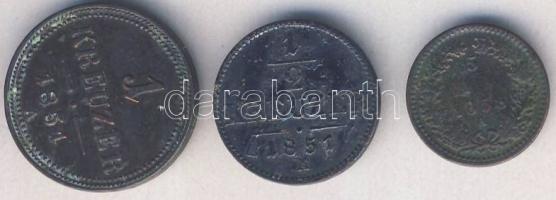 Ausztria 1851A 1/2kr + 1851A 1kr + 1858A 5/10kr T:2/3,3+,3