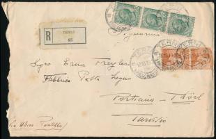 1919 Ajánlott levél 3 x 5c + 2 x 20c bérmentesítéssel