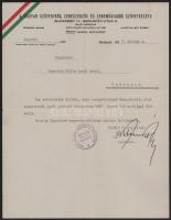 1937 A Magyar Szövegírók, Zeneszerzők és Zeneműkiadók Szövetkezete által kiállított igazolás Laurisi...