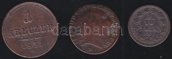 Ausztria/magyar verdejel 1800B 1/2Kr + 1851B 1Kr + 1858B 5/10Kr T:3,3- h.