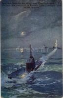Spur des Torpedos des österr.-ung. Unterseebootes U V (SM U-5), welches den französischen Kreuzer Lé...