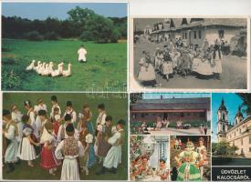 15 db MODERN főleg magyar népművészeti képeslap, közte 1 régi / 15 MODERN mainly Hungarian folklore ...