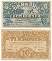Dánia 1942. 5K "J" + 1943. 10K "T" T:VG szakadások
Denmark 1942. 5 Kroner &quot...