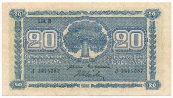Finnország 1945. 20M "J3875087" T:F
Finland 1945. 20 Markka "J3875087" C:F
Kra...