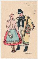 1942 Bugaci magyar népviselet / Hungarian folklore from Bugac s: Szilágyi G. Ilona (ázott / wet dama...