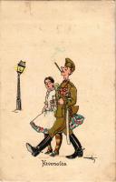 1943 Kivonulás. Magyar katonai humor / Hungarian military humour art postcard s: Pálffy (fl)