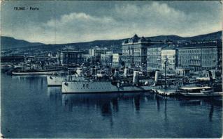 1947 Fiume, Rijeka; Porto / kikötő, gőzhajók / port, steamships (tűnyomok / pinmarks)