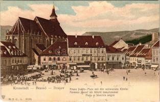 Brassó, Kronstadt, Brasov; Franz Josefs-Platz mit der schwarzen Kirche / Ferenc József tér a Fekete ...