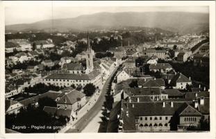 1936 Zagreb, Zágráb; Pogled na gornji grad. E. Klein / látkép / view