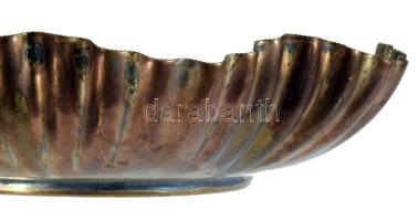Ezüstözött kínáló, kopással, d: 22,5 cm